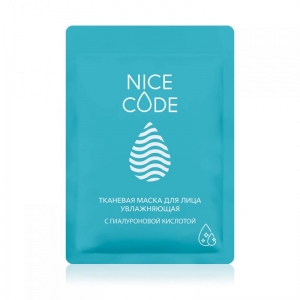 Тканевая маска для лица увлажняющая с гиалуроновой кислотой NICE CODE, 24 мл